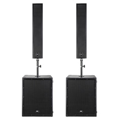 2x RCF NXL 44-A  MK2 Line Array Speakers with 2x SUB 8004-AS Subwoofers and Mounting Poles