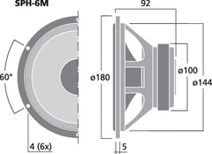 Monacor SPH-6M HiFi-Basslautsprecher 6,5" 60W 8Ohm