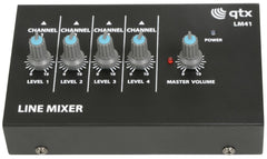 QTX LM41 4-Kanal-Mono-Mini-Mixer mit Line-Level-Studio, Karaoke, DJ-Aufnahme