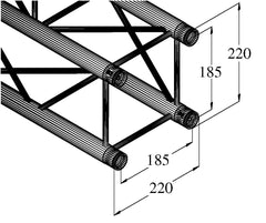 Alutruss Decolock Dq4-S3000 4-Way Cross Beam Bk