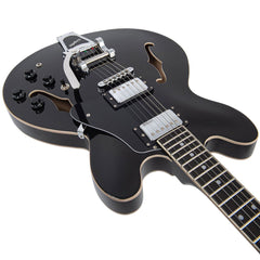 Vintage Semi-acoustic Guitar With Bigsby - Gloss Black