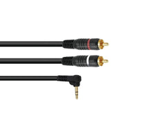 Câble adaptateur Omnitronic 3.5 Jack 90?/2Xrca 1M Bk