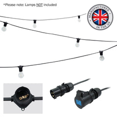 PCE 25m ES Festoon, 1m Spacing with 16A Plug and Socket