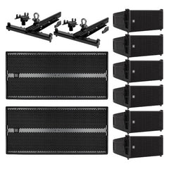 6x RCF HDL-6A Line Array Speakers + 2x RCF SUB9006AS Subwoofer and 2x HDL6A Flybar