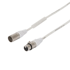 LEDJ 10m 5-Pin Male XLR - 5-Pin Female XLR DMX Cable (White Sheath)