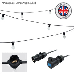 PCE 25m ES Festoon, 1m Spacing with 16A Plug and Socket