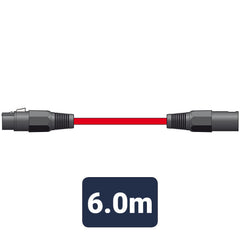 Chord 6m Professional High Quality Balanced 3Pin XLR Cable (Red)