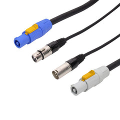 LEDJ 10m Combi PowerCON and XLR 3-Pin Male - Female DMX Cable