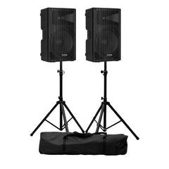 2x Ibiza XTK15A-MKII Active Full-Range PA Box 15”/38cm 600W Inc Stands