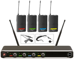 Chord NU4-N Quad UHF Wireless Microphone System Lapel Headset School Theatre