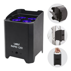 LEDJ Rapid QB1 Hex IP LED Uplighter IP54 Batterie Éclairage extérieur LED sans fil