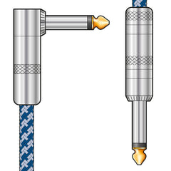 Citronic Braid Guitar Lead R/A Blue/White 3m