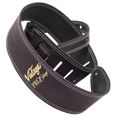 Vintage Proshop Double Stitched 2.5 Inch Leather Strap - Black