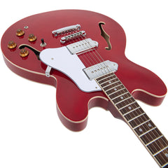 Vintage Semi-acoustic Guitar - Chrome Soapbar - Cherry Red