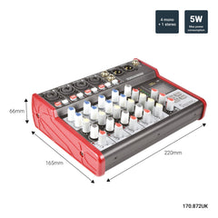 Citronic CSM-6 Table de mixage compacte 6 canaux Bluetooth USB Digital FX Table de mixage Studio Karaoké