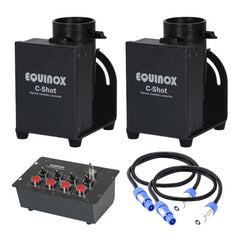 2x Equinox C-Shot Confetti Cannon Launcher & Remote Controls inc 5M Powercon Cables