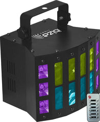 Ibiza Light 3-in-1 LED Derby UV & Strobe Light Effect DMX inc. IR Remote