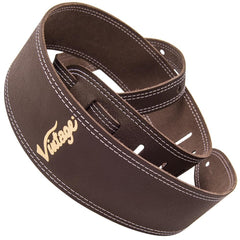 Vintage Double Stitched 2.5 Inch Leather Strap - Brown