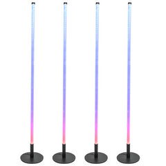 4x Ibiza Light MAGIC-COLOR-STICK 1M Black LED Lighting Tube App Control inc round base