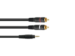 Câble adaptateur Omnitronic Jack 3,5 mm vers Phono RCA 1,5 M Noir