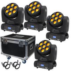 4x Equinox Fusion 140 Moving Head Wash 7 x 18W RGBWAUV inkl. Flightcase