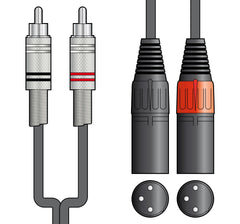 2 x RCA Phono to XLR Male Audio Cable 6m High Quality