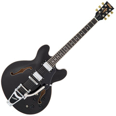 Vintage Semi-acoustic Guitar With Bigsby - Gloss Black