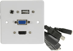 av:link Multimedia-Wandplatte mit HDMI-, VGA-, USB- und 3,5-mm-Audioanschlüssen