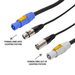 LEDJ 10m Combi PowerCON and XLR 3-Pin Male - Female DMX Cable