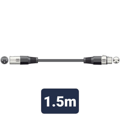 qtx DMX lighting lead, 3-pin XLR plug to 3-pin XLR socket - 1.5m