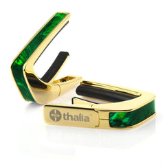 Thalia 24k Gold Finish Capo With Green Angel Wing Inlay