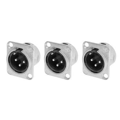 3x Neutrik XLR 3-Pin Male Chassis Plug NC3MDL1