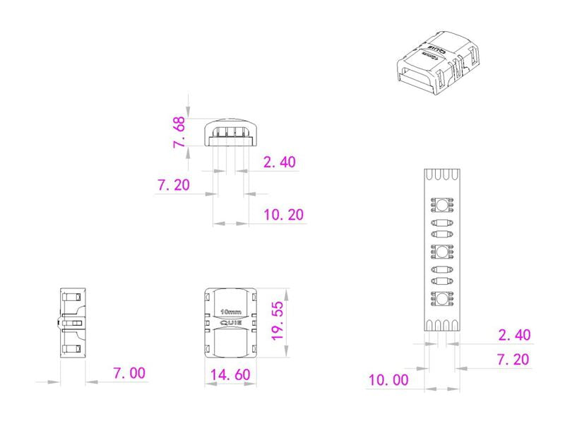 Connecteur flexible LED Strip 4 broches 10 mm - eurolite