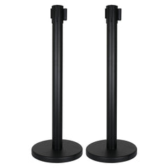 eLumen8 Retractable Barriers - Black Pole / Black Strap (Set of 2)