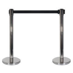 eLumen8 Retractable Barriers - Chrome Pole / Black Strap (Set of 2) *B-Stock