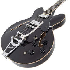 Vintage Semi-acoustic Guitar With Bigsby - Gloss Black