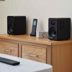 AV:Link Active Bluetooth Bookshelf Speakers HiFi Sound System Black