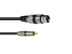 Câble adaptateur Omnitronic XLR(F)/Rca(M) 0,2M Bk