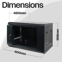 Eagle 19" Wall Rack 450mm Deep 6U Rack Cabinet Server Network