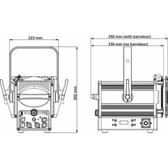 Spot de théâtre LED Fresnel Briteq BT-THEATRE 100MZ blanc chaud 100W