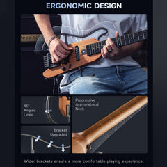 Donner HUSH-X Natural - Travel Electric Guitar