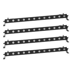 4x Eurolite LED BAR-12 RGB + UV 1M Batten Bar Uplighter Wall Washer DMX