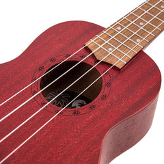 Laka Sapele Series Soprano Ukulele & Bag - Rustic Red