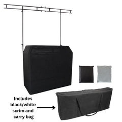 Thor Foldable DJ Booth Stand with White and Black Lycra Scrim Covers + Overhead Kit