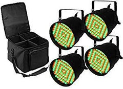 4 x Equinox Black Party Par 56 Can Lighting Effect & Carry Bag