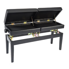 Kinsman Double Piano Bench - With Storage - Satin Black