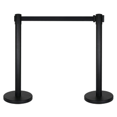 eLumen8 Retractable Barriers - Black Pole / Black Strap (Set of 2)