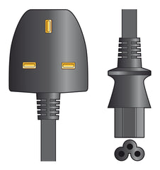 Mercury-Netzkabel, UK-Stecker – Kleeblatt, Schwarz, 1,0 m