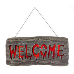 Halloween 50CM DOOR SIGN WELCOME with Red LED Light Scary Decoration