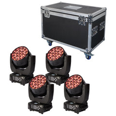 4x Thor PL-65 LED Wash Zoom Moving Head 19 x 15W Osram RGBW LED Inc Flightcase